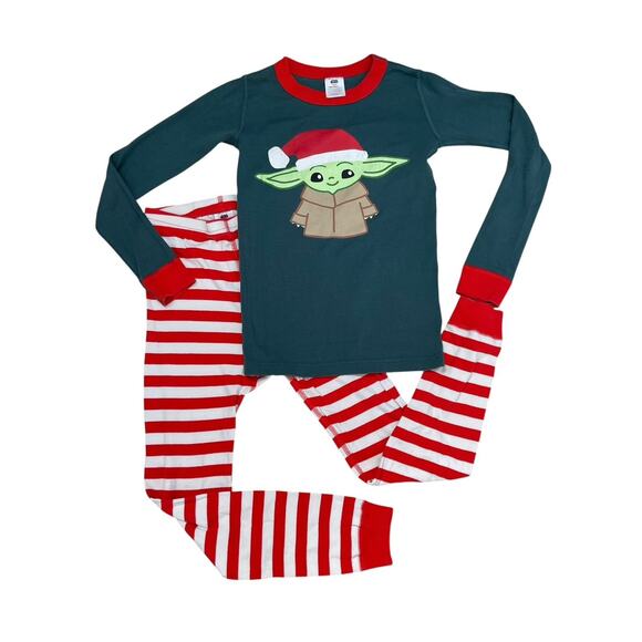 Hanna Andersson Christmas Baby Yoda Star Wars Pajama Set Pj’s Size 8 - Picture 1 of 4